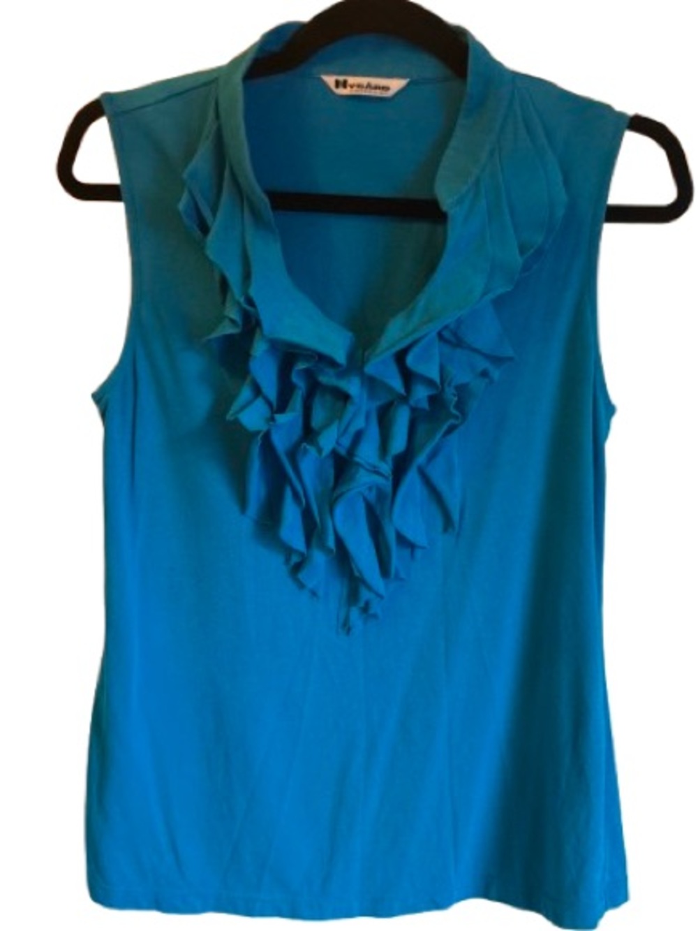 Nygård Collection Blue Ruffle Neck Sleeveless Top Size Small / Medium - Picture 5 of 6